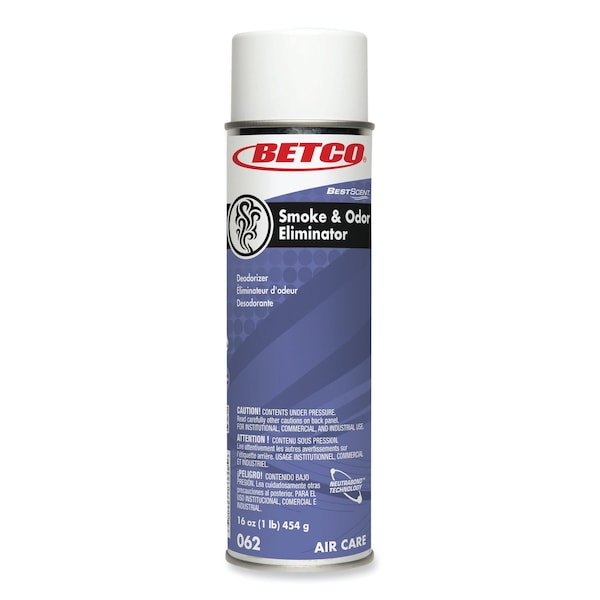 Betco BestScent Smoke and Odor Eliminator Aerosol, Fruit/Floral Scent, 16 oz Aerosol Can, 12PK 622300 - main